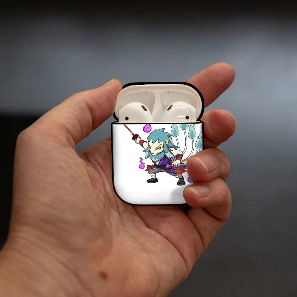 妖怪ウォッチ Yo-kai Watch AirPods 第2世代保護ケース ハードシェル ブラック 耐衝撃・防指紋・カラビナ付き