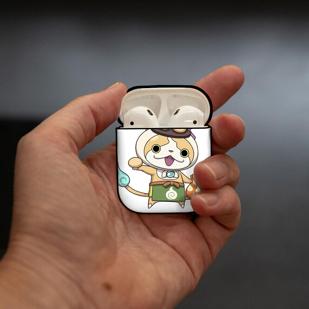 妖怪ウォッチ Yo-kai Watch AirPods 第2世代保護ケース ハードシェル ブラック 耐衝撃・防指紋・カラビナ付き