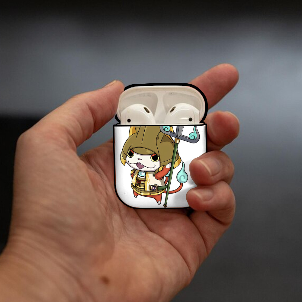 妖怪ウォッチ Yo-kai Watch AirPods 第2世代保護ケース ハードシェル ブラック 耐衝撃・防指紋・カラビナ付き