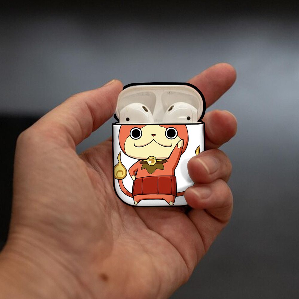 妖怪ウォッチ Yo-kai Watch AirPods 第2世代保護ケース ハードシェル ブラック 耐衝撃・防指紋・カラビナ付き