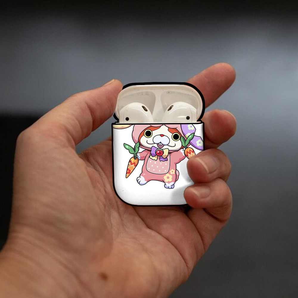 妖怪ウォッチ Yo-kai Watch AirPods 第2世代保護ケース ハードシェル ブラック 耐衝撃・防指紋・カラビナ付き