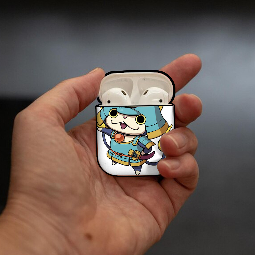 妖怪ウォッチ Yo-kai Watch AirPods 第2世代保護ケース ハードシェル ブラック 耐衝撃・防指紋・カラビナ付き