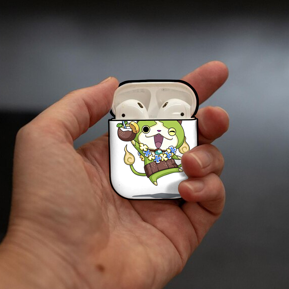 妖怪ウォッチ Yo-kai Watch AirPods 第2世代保護ケース ハードシェル ブラック 耐衝撃・防指紋・カラビナ付き