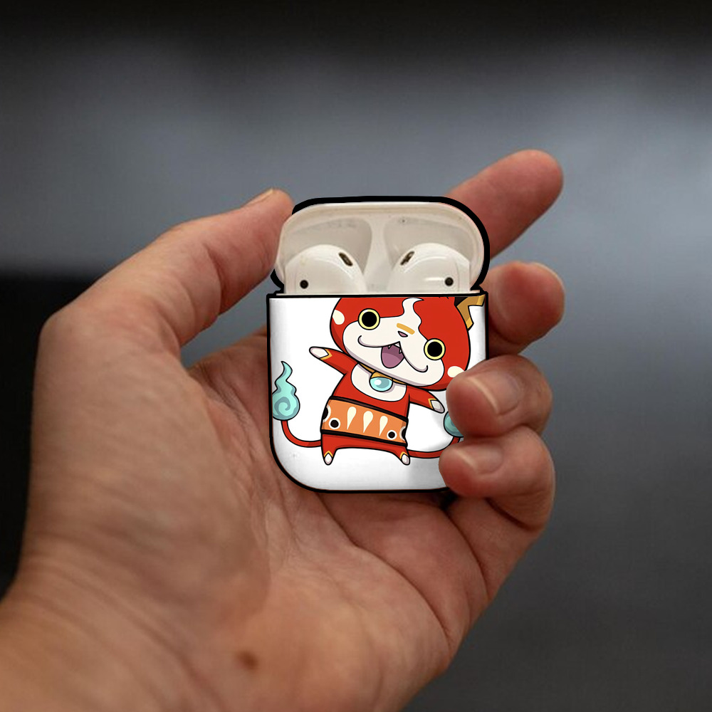 妖怪ウォッチ Yo-kai Watch AirPods 第2世代保護ケース ハードシェル ブラック 耐衝撃・防指紋・カラビナ付き