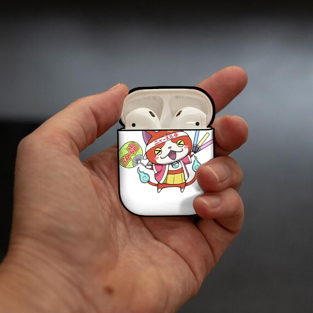 妖怪ウォッチ Yo-kai Watch AirPods 第2世代保護ケース ハードシェル ブラック 耐衝撃・防指紋・カラビナ付き