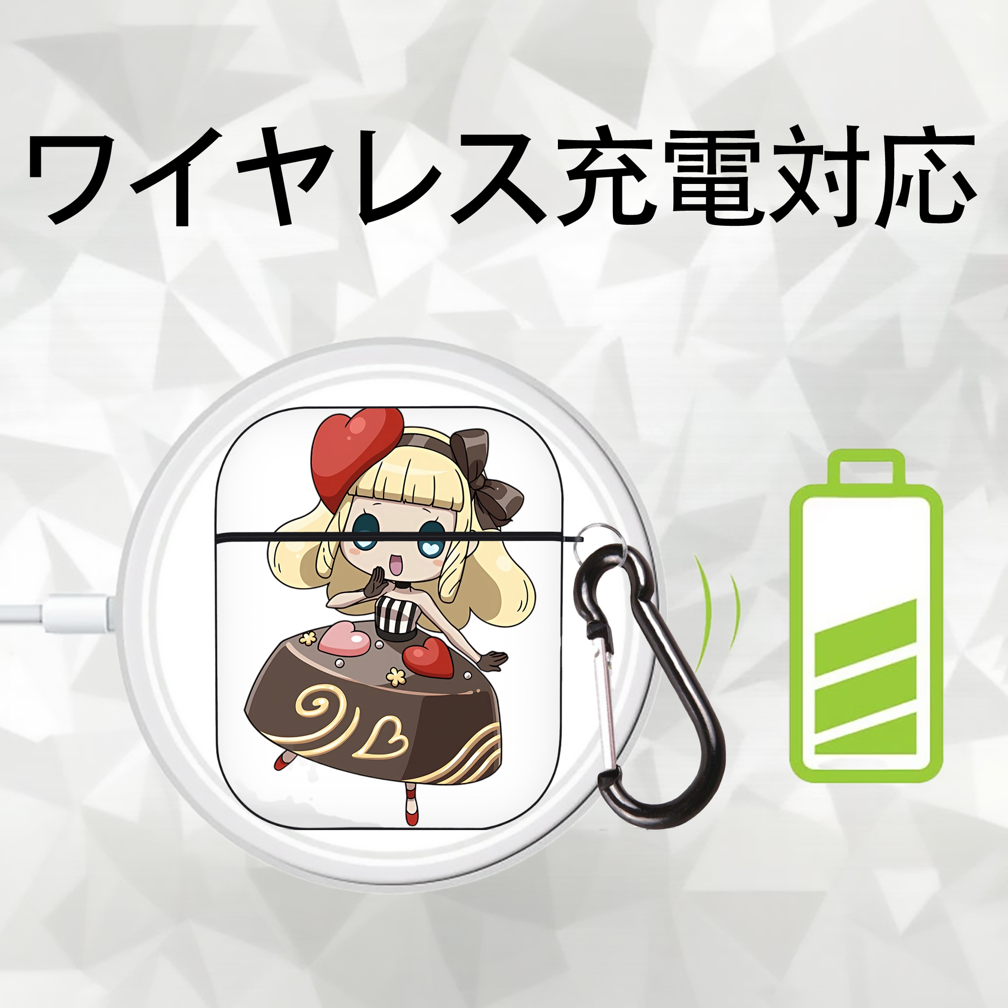 妖怪ウォッチ Yo-kai Watch AirPods 第2世代保護ケース ハードシェル ブラック 耐衝撃・防指紋・カラビナ付き