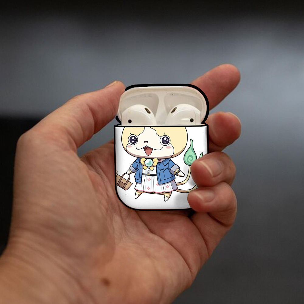 妖怪ウォッチ Yo-kai Watch AirPods 第2世代保護ケース ハードシェル ブラック 耐衝撃・防指紋・カラビナ付き