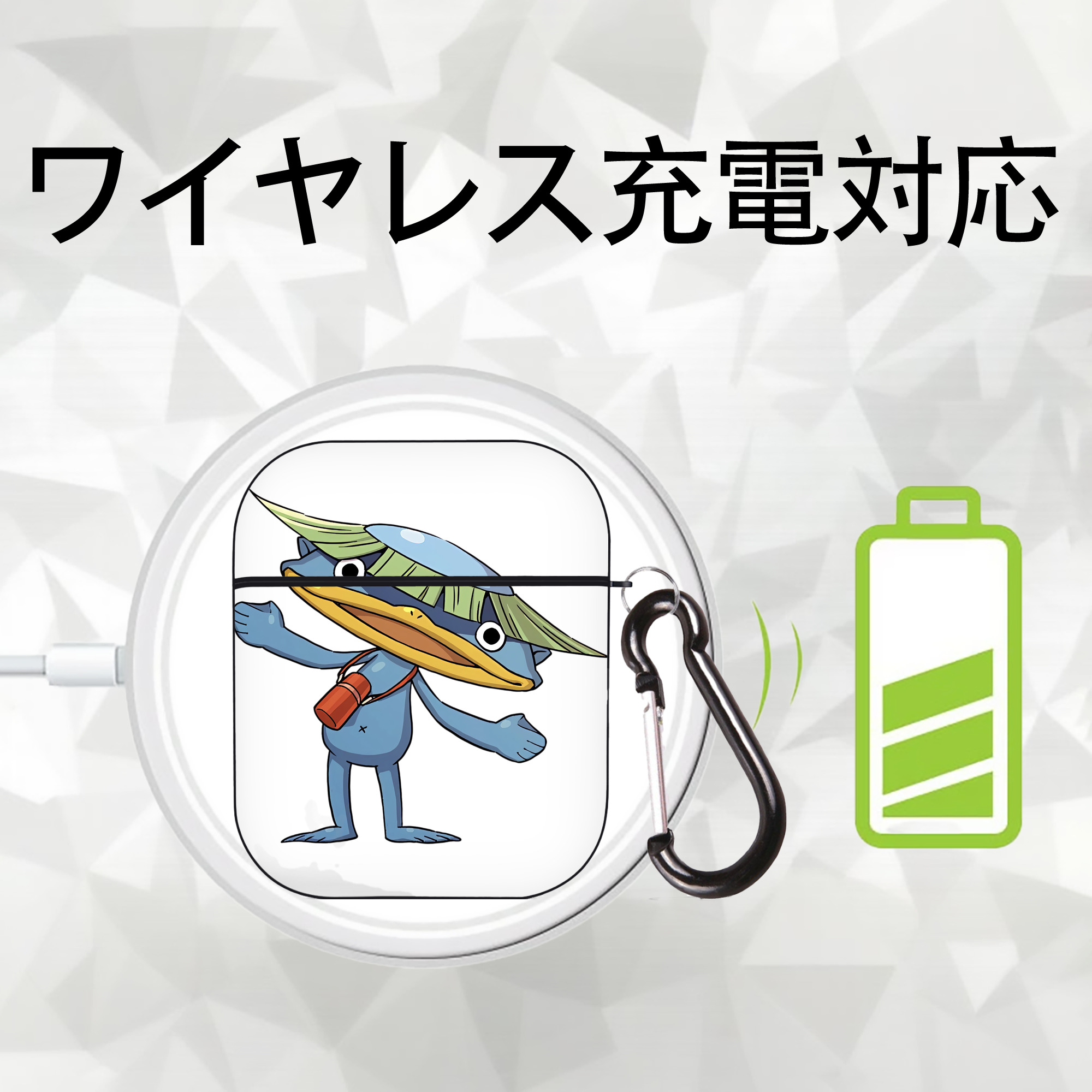 妖怪ウォッチ Yo-kai Watch AirPods 第2世代保護ケース ハードシェル ブラック 耐衝撃・防指紋・カラビナ付き