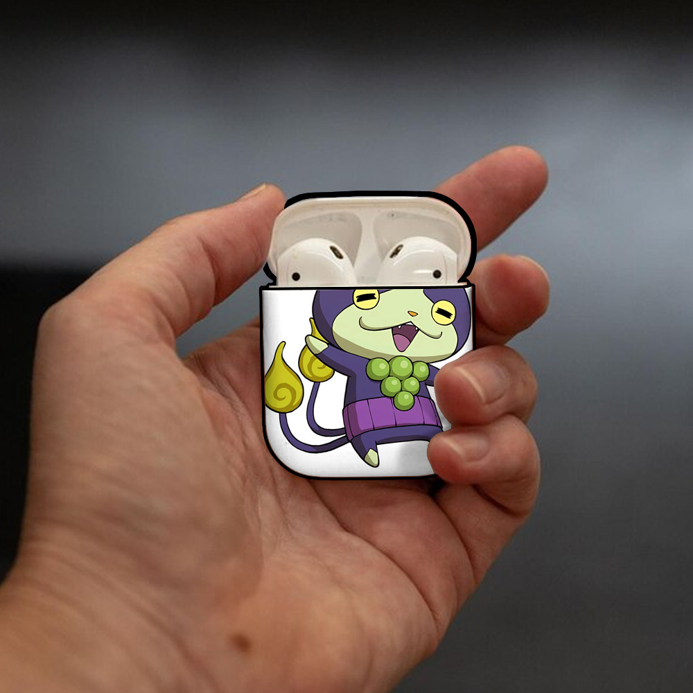 妖怪ウォッチ Yo-kai Watch AirPods 第2世代保護ケース ハードシェル ブラック 耐衝撃・防指紋・カラビナ付き
