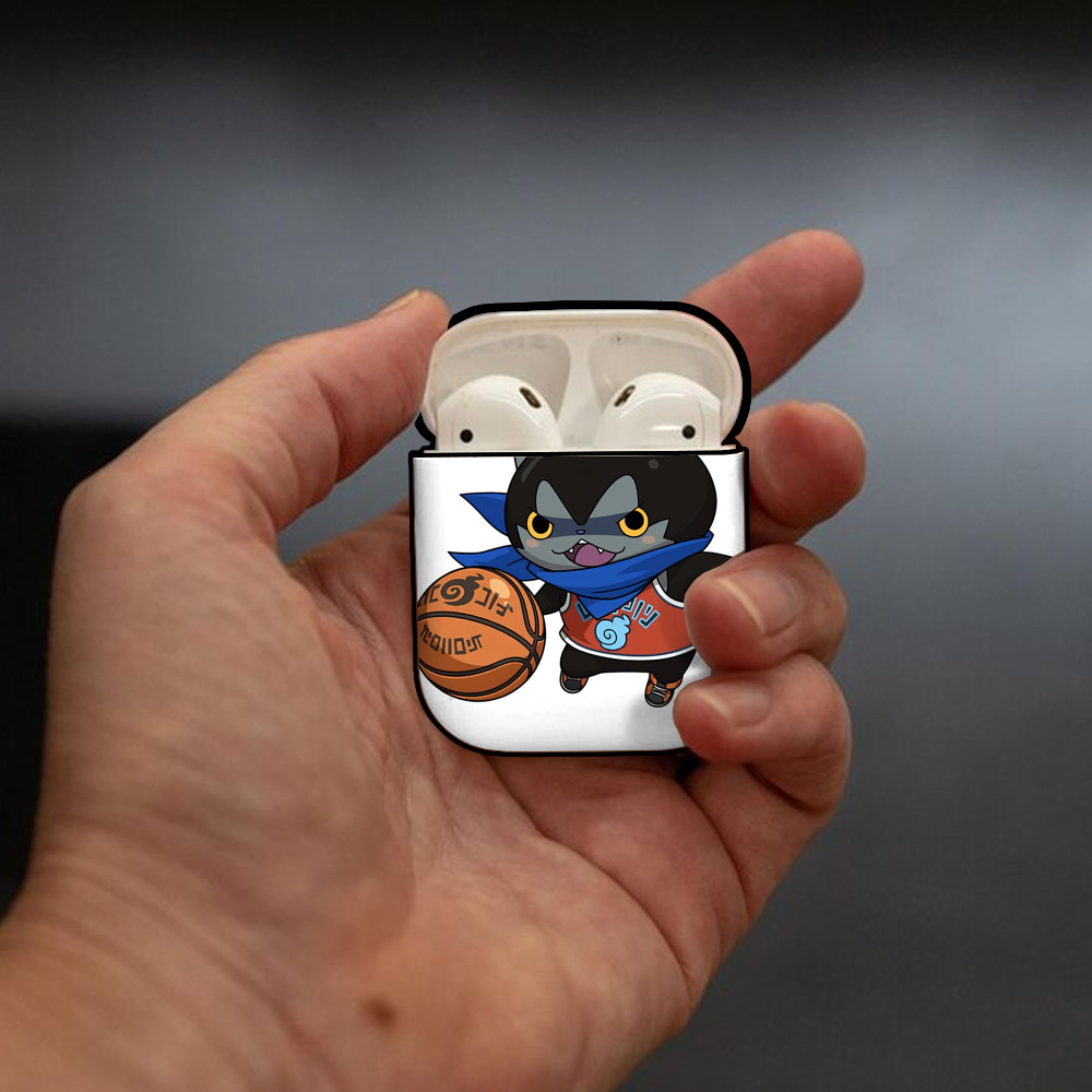 妖怪ウォッチ Yo-kai Watch AirPods 第2世代保護ケース ハードシェル ブラック 耐衝撃・防指紋・カラビナ付き