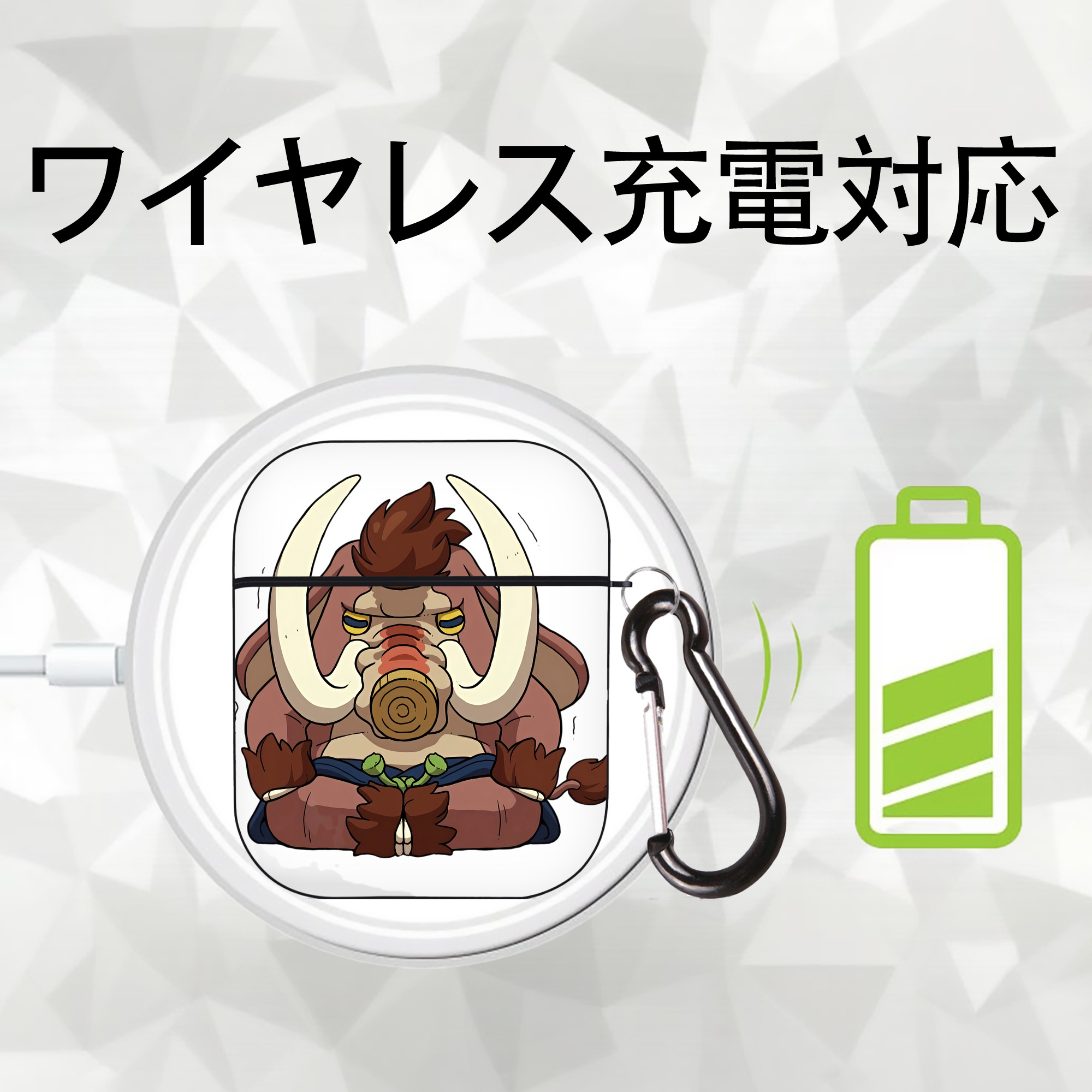 妖怪ウォッチ Yo-kai Watch AirPods 第2世代保護ケース ハードシェル ブラック 耐衝撃・防指紋・カラビナ付き