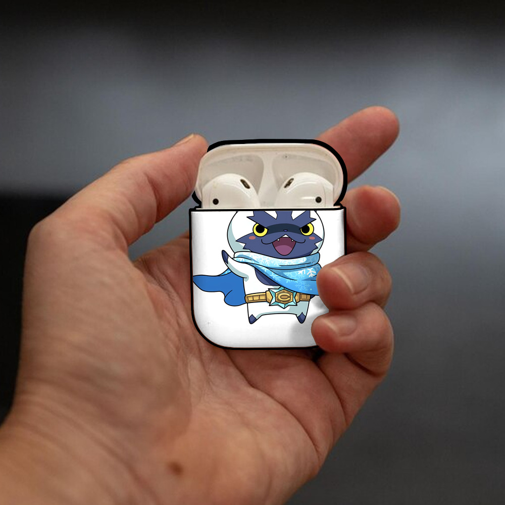 妖怪ウォッチ Yo-kai Watch AirPods 第2世代保護ケース ハードシェル ブラック 耐衝撃・防指紋・カラビナ付き