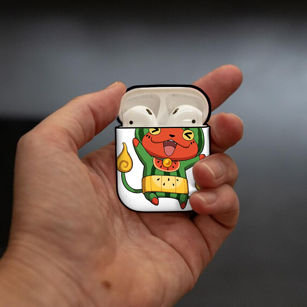 妖怪ウォッチ Yo-kai Watch AirPods 第2世代保護ケース ハードシェル ブラック 耐衝撃・防指紋・カラビナ付き