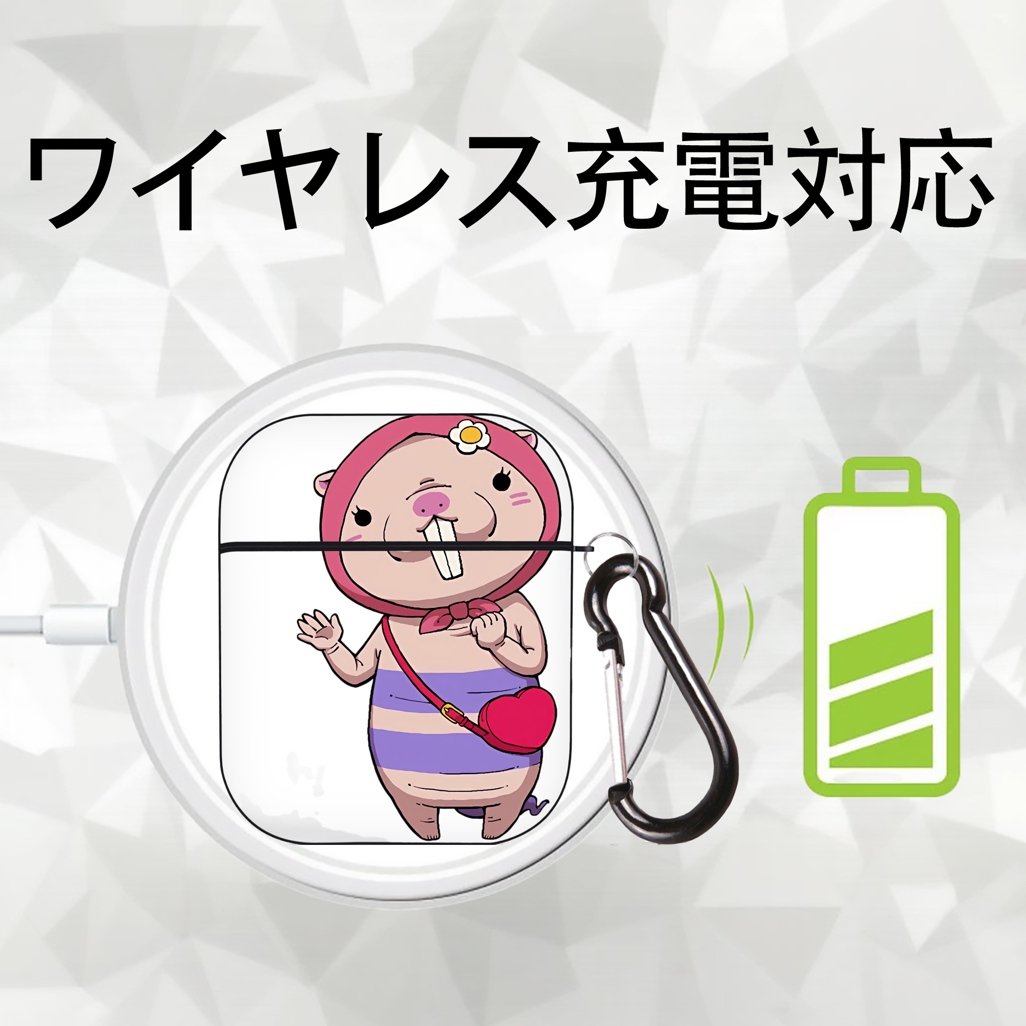 妖怪ウォッチ Yo-kai Watch AirPods 第2世代保護ケース ハードシェル ブラック 耐衝撃・防指紋・カラビナ付き