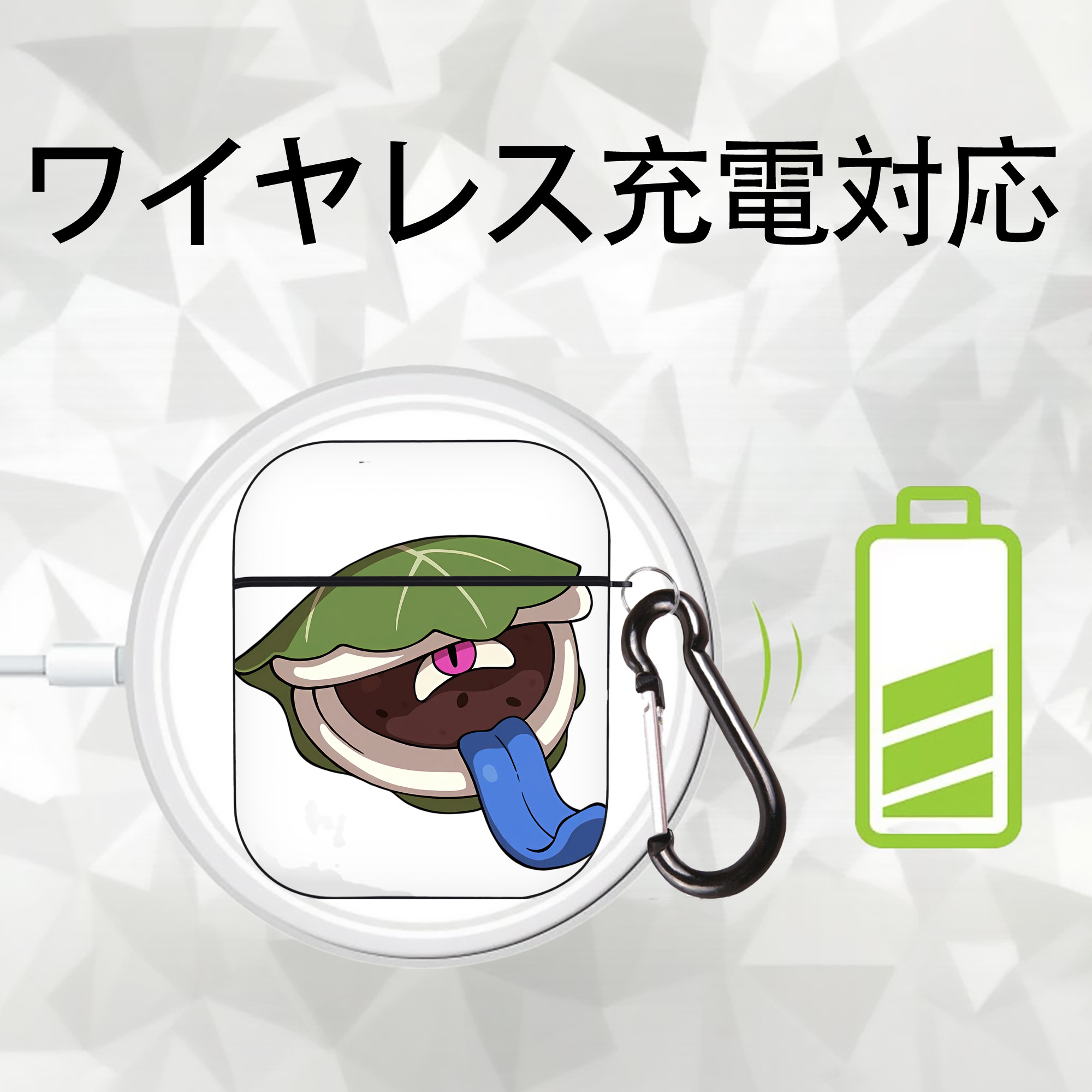 妖怪ウォッチ Yo-kai Watch AirPods 第2世代保護ケース ハードシェル ブラック 耐衝撃・防指紋・カラビナ付き
