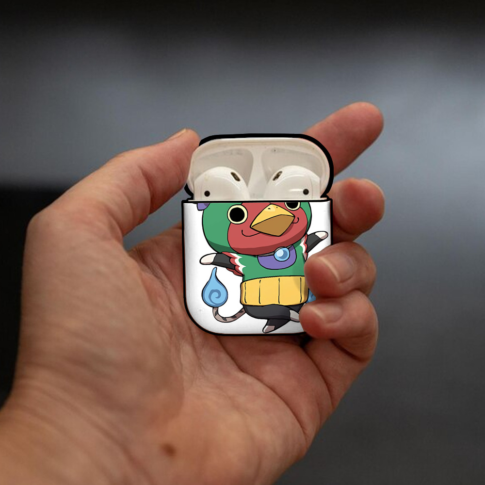 妖怪ウォッチ Yo-kai Watch AirPods 第2世代保護ケース ハードシェル ブラック 耐衝撃・防指紋・カラビナ付き