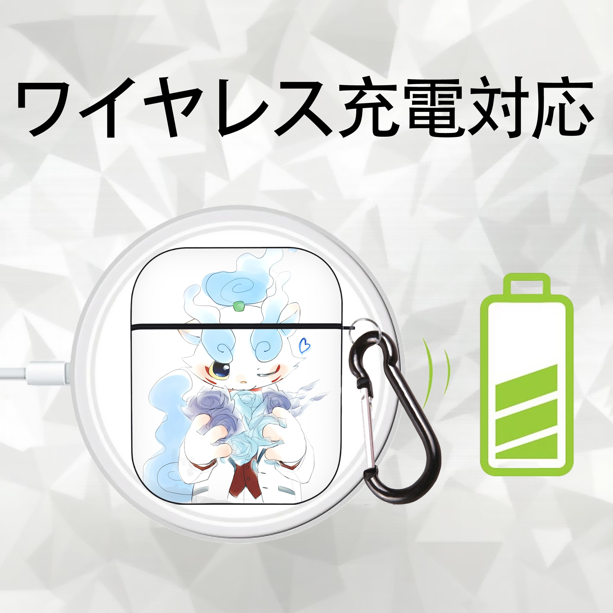 妖怪ウォッチ Yo-kai Watch AirPods 第2世代保護ケース ハードシェル ブラック 耐衝撃・防指紋・カラビナ付き