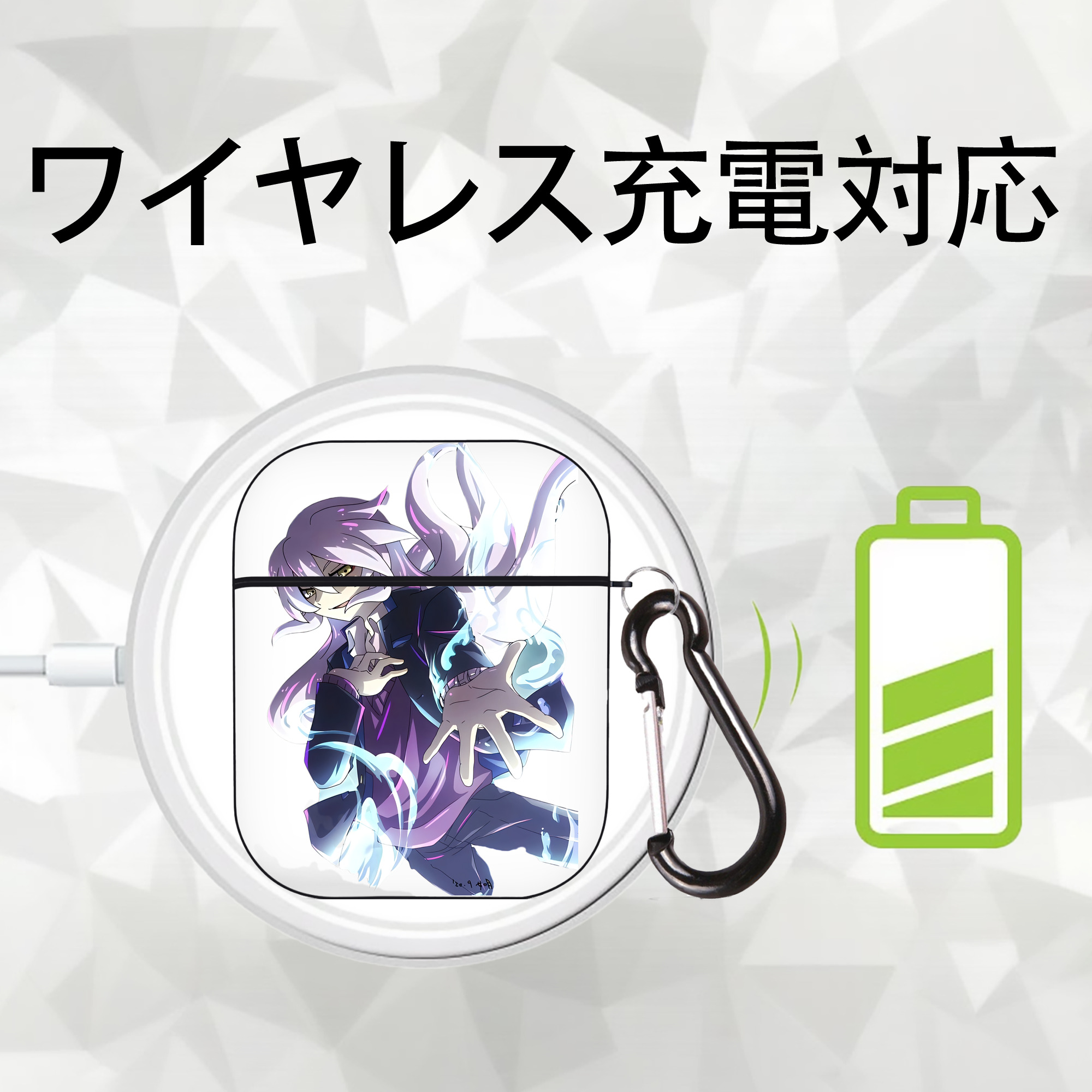 妖怪ウォッチ Yo-kai Watch AirPods 第2世代保護ケース ハードシェル ブラック 耐衝撃・防指紋・カラビナ付き