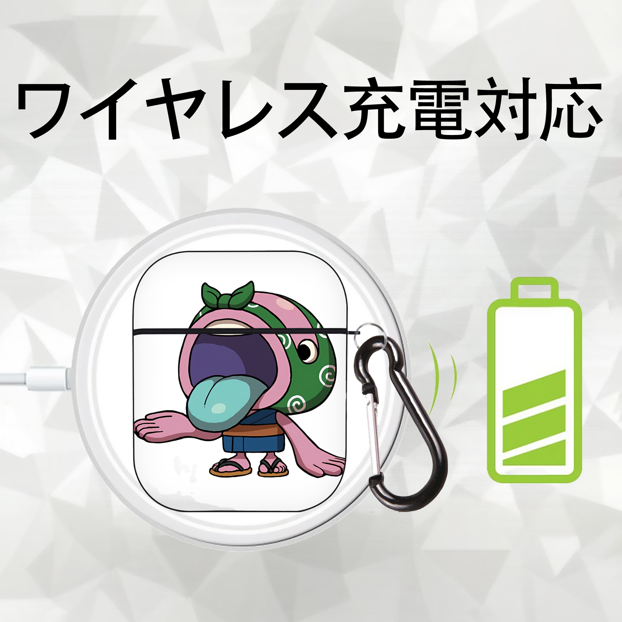 妖怪ウォッチ Yo-kai Watch AirPods 第2世代保護ケース ハードシェル ブラック 耐衝撃・防指紋・カラビナ付き
