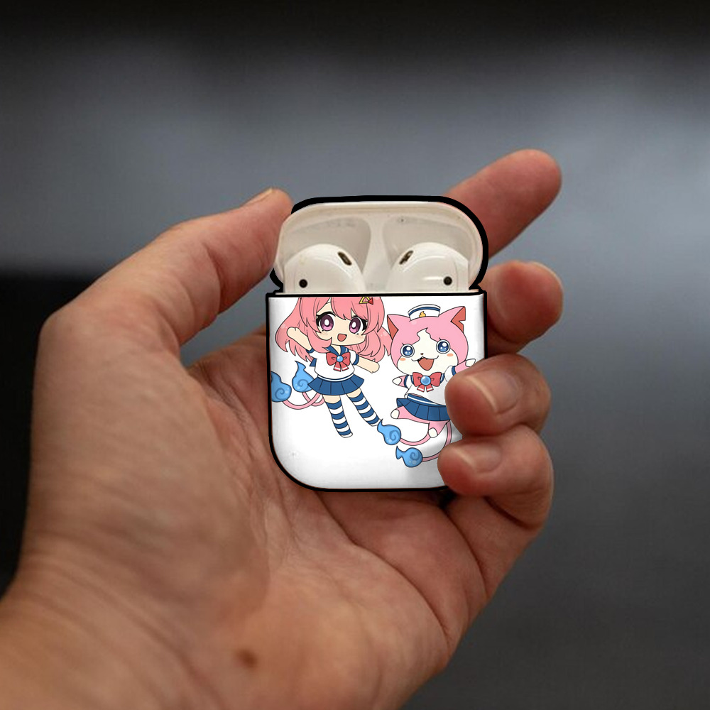 妖怪ウォッチ Yo-kai Watch AirPods 第2世代保護ケース ハードシェル ブラック 耐衝撃・防指紋・カラビナ付き