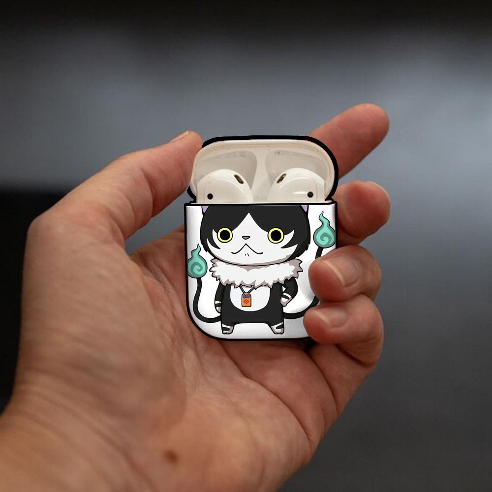 妖怪ウォッチ Yo-kai Watch AirPods 第2世代保護ケース ハードシェル ブラック 耐衝撃・防指紋・カラビナ付き