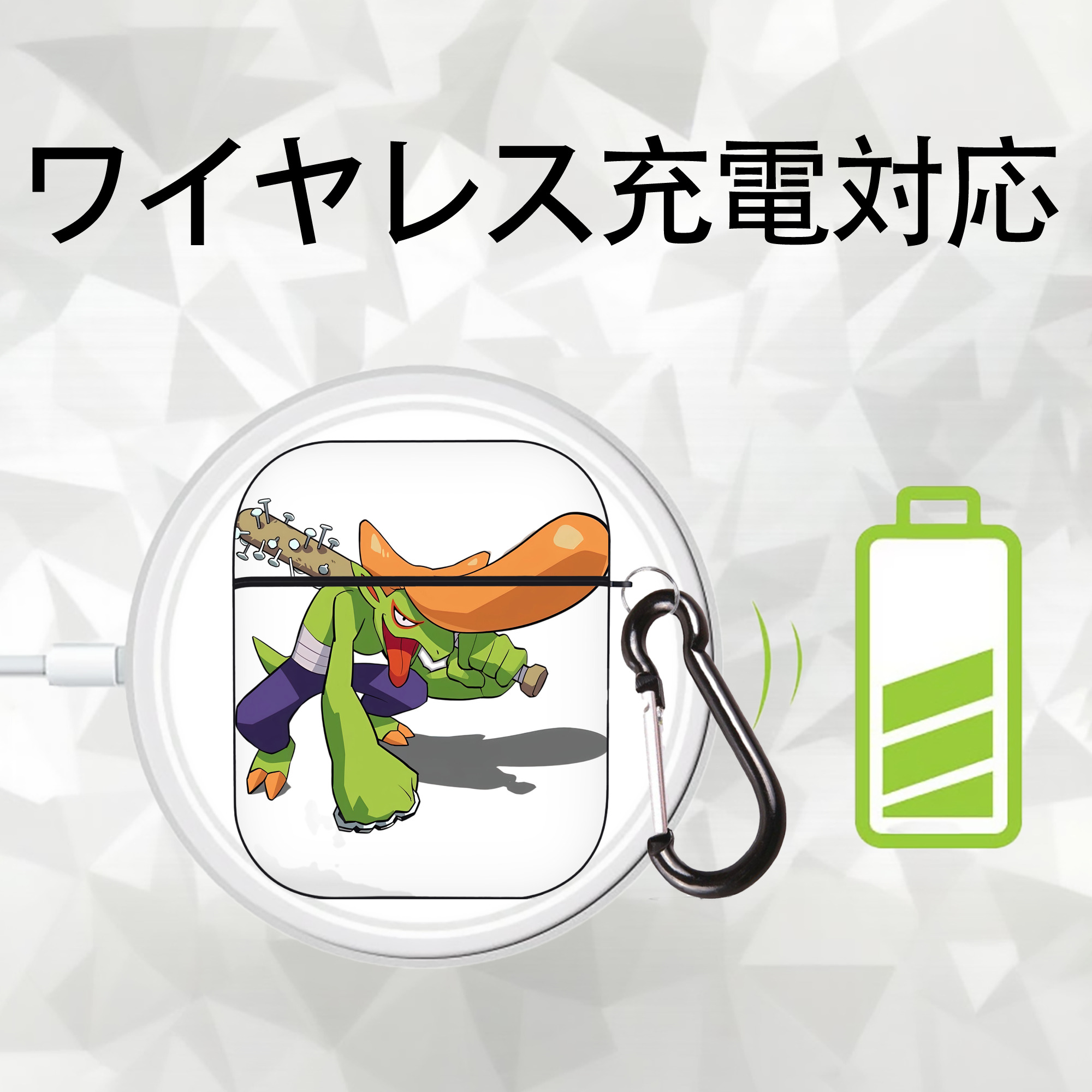 妖怪ウォッチ Yo-kai Watch AirPods 第2世代保護ケース ハードシェル ブラック 耐衝撃・防指紋・カラビナ付き