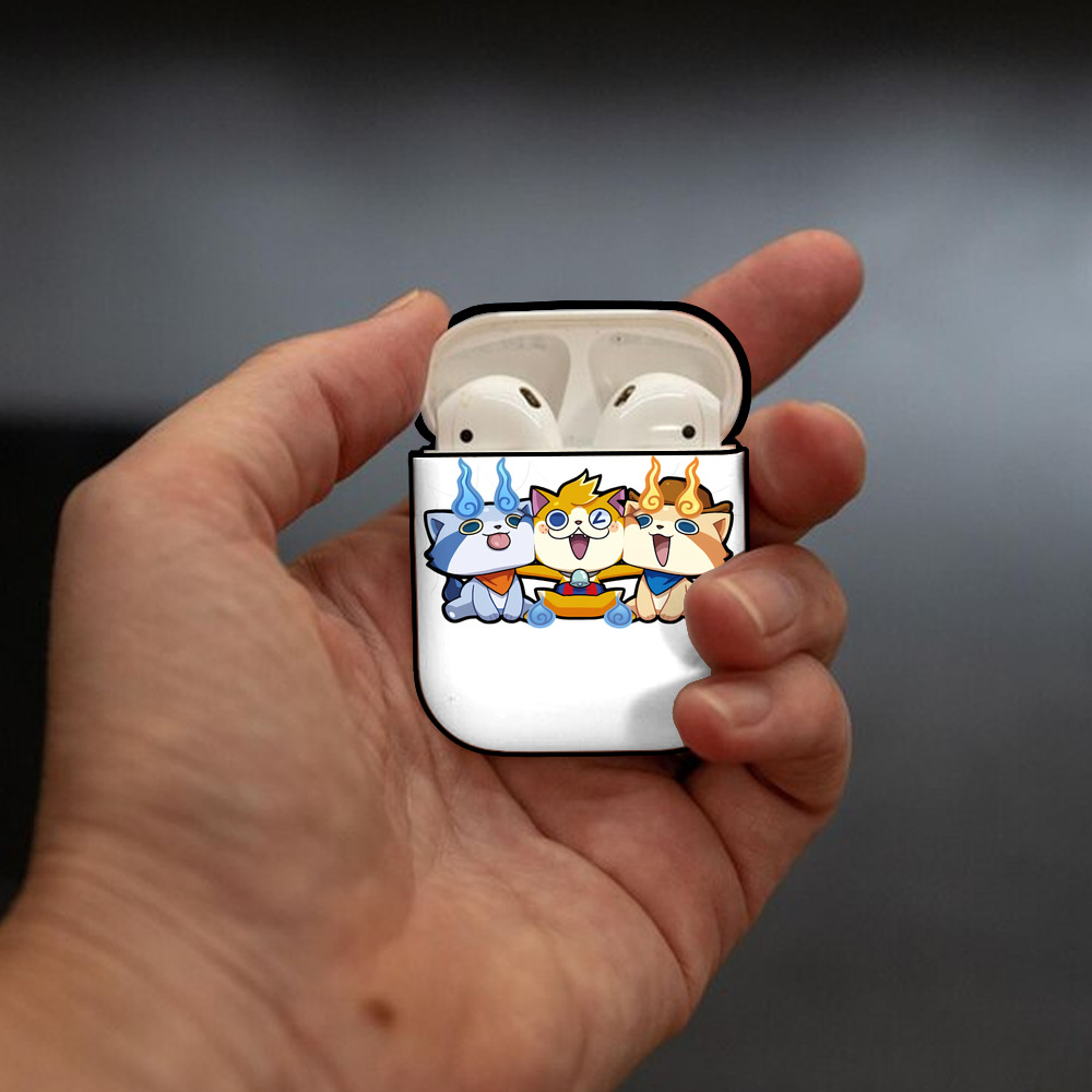 妖怪ウォッチ Yo-kai Watch AirPods 第2世代保護ケース ハードシェル ブラック 耐衝撃・防指紋・カラビナ付き