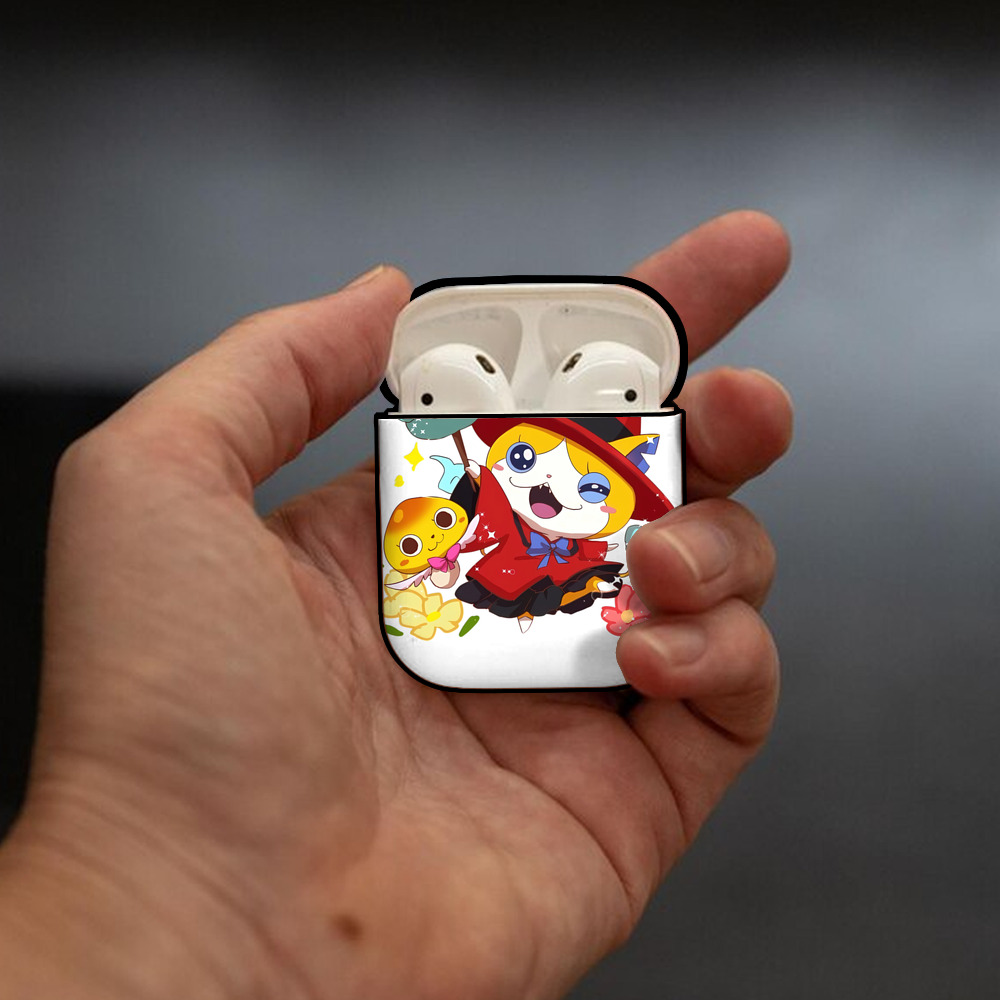 妖怪ウォッチ Yo-kai Watch AirPods 第2世代保護ケース ハードシェル ブラック 耐衝撃・防指紋・カラビナ付き