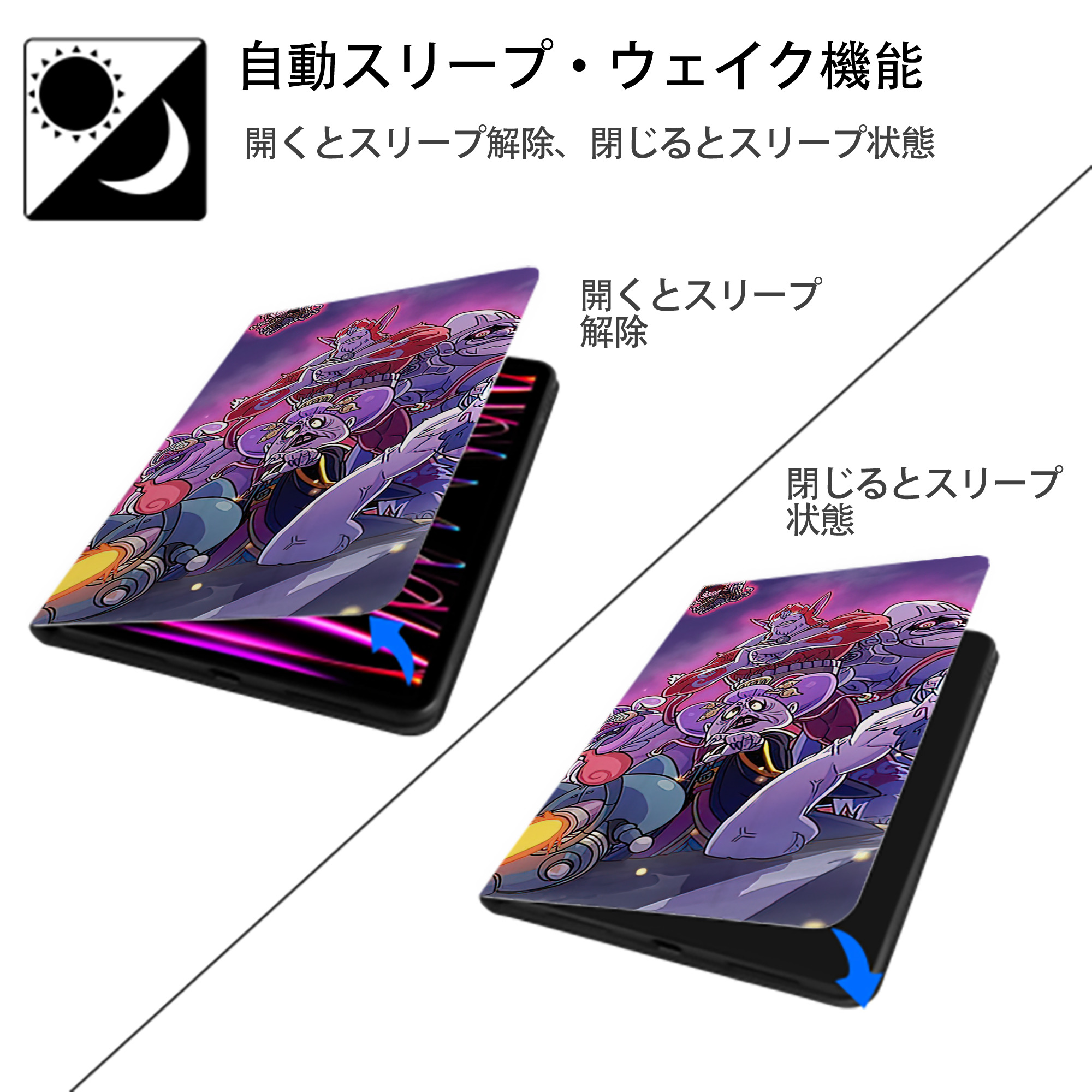 妖怪ウォッチ Yo-kai Watch IPad ケース ブック型 PUレザー TPU 耐衝撃 軽量 薄型 ペン収納なし 全面保護 IPad 各モデル対応
