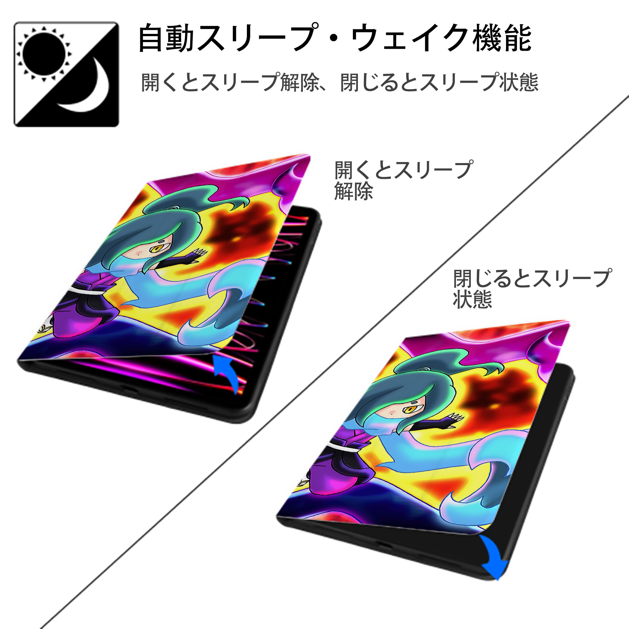 妖怪ウォッチ Yo-kai Watch IPad ケース ブック型 PUレザー TPU 耐衝撃 軽量 薄型 ペン収納なし 全面保護 IPad 各モデル対応