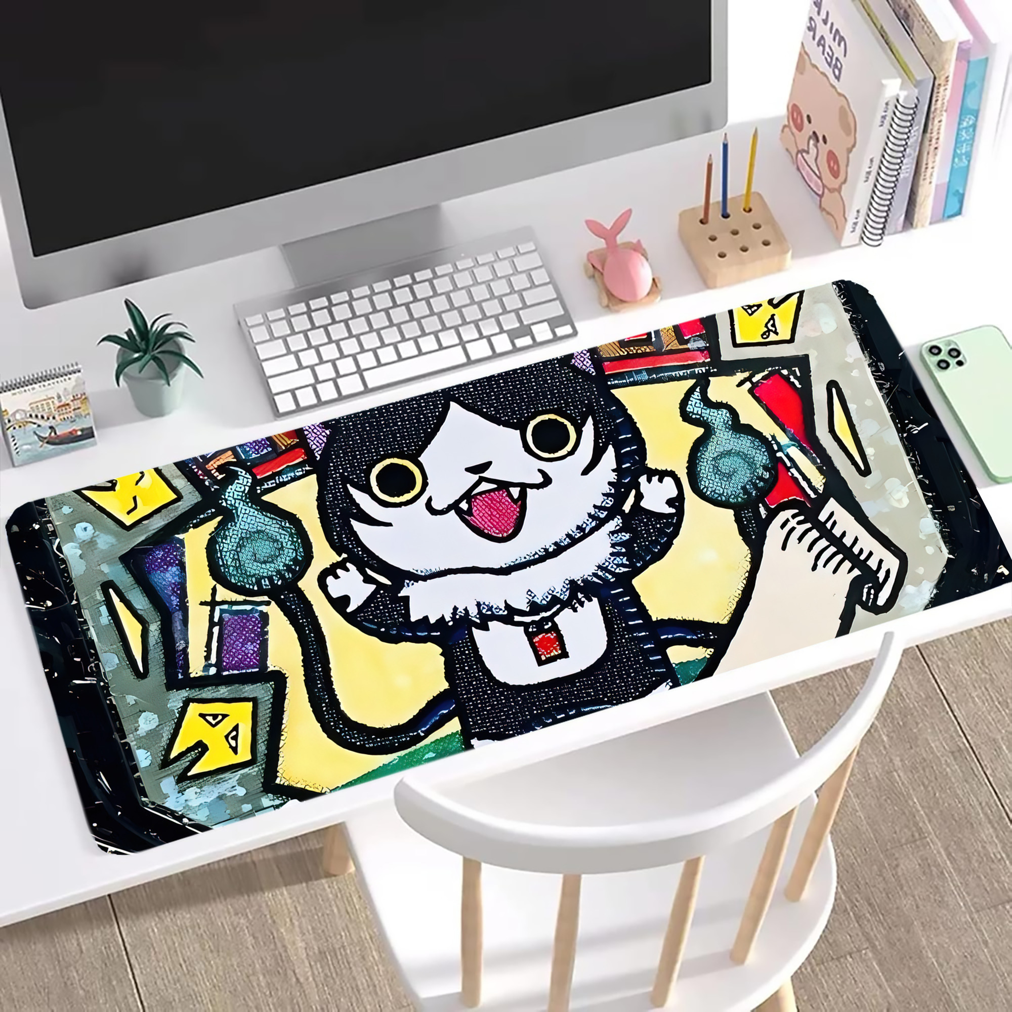 （画像用） 妖怪ウォッチ Yo-kai Watch ステッチ加工 大判デスクマット／滑り止めマウスパッド