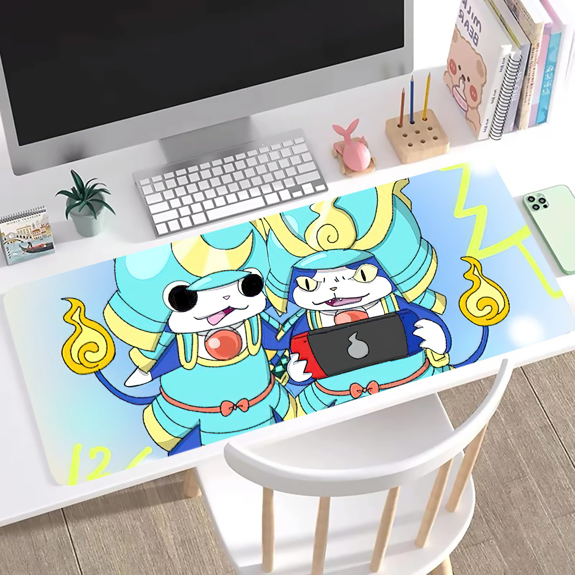 （画像用） 妖怪ウォッチ Yo-kai Watch ステッチ加工 大判デスクマット／滑り止めマウスパッド