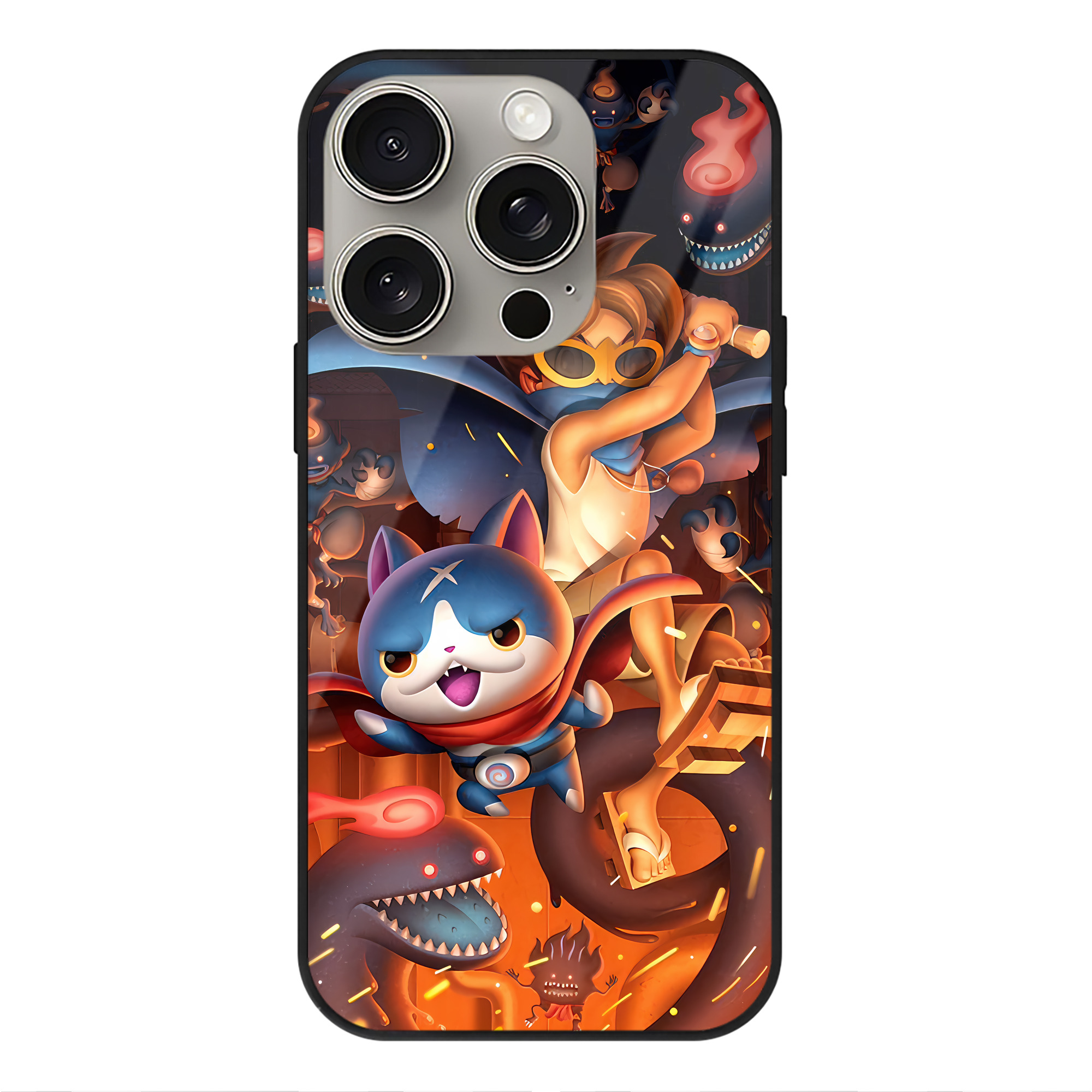 （画像用） 妖怪ウォッチ Yo-kai Watch 【iPhone15Pro対応】スマホケース 耐衝撃＆黄変防止 背面ガラス