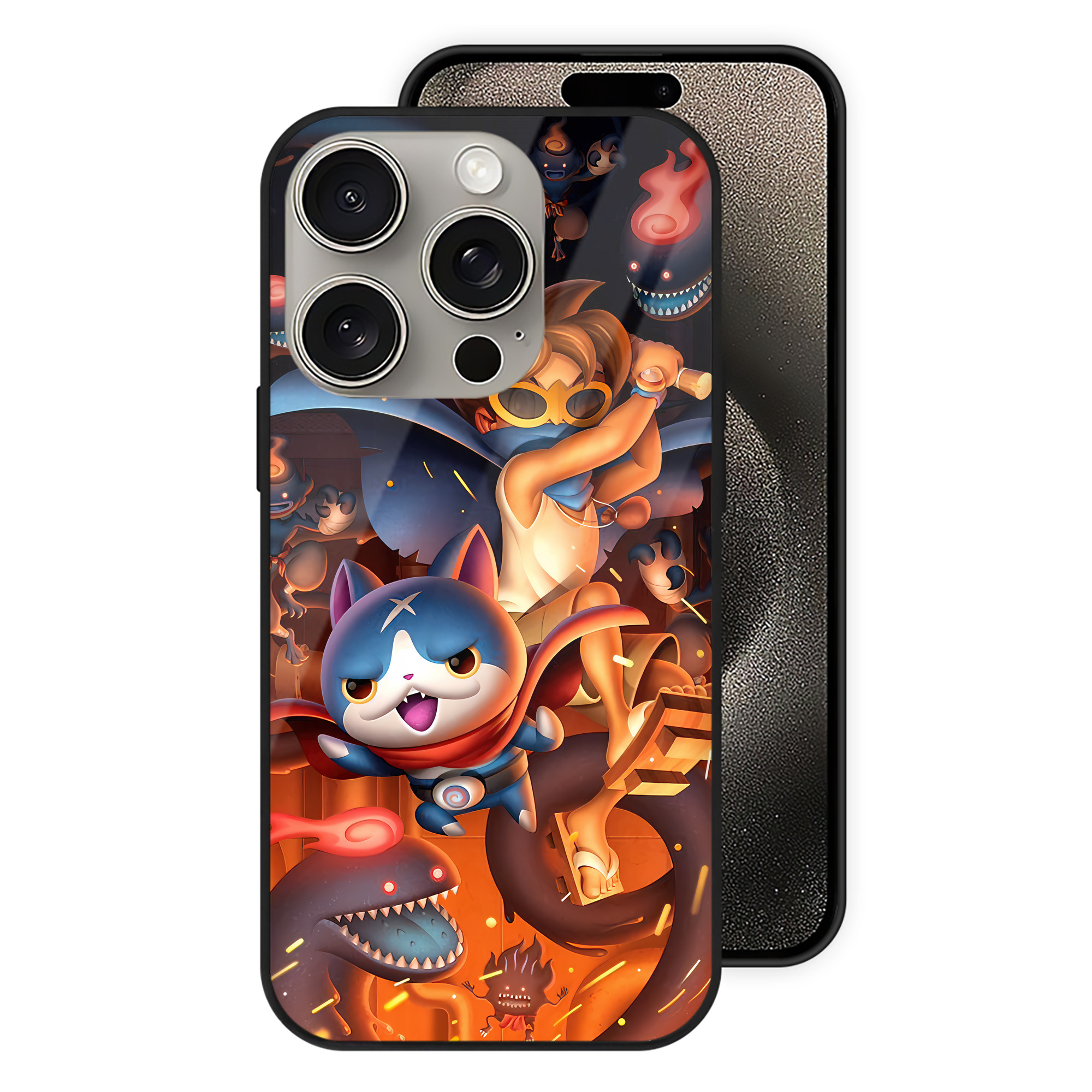 （画像用） 妖怪ウォッチ Yo-kai Watch 【iPhone15Pro対応】スマホケース 耐衝撃＆黄変防止 背面ガラス