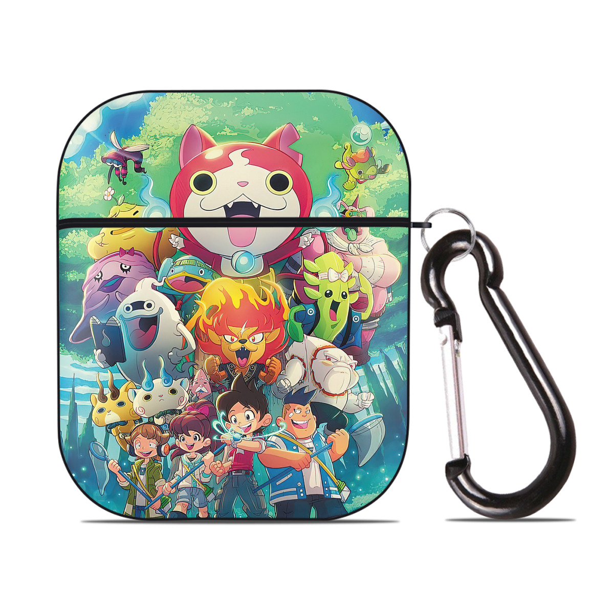（画像用） 妖怪ウォッチ Yo-kai Watch AirPods 第2世代保護ケース ハードシェル ブラック 耐衝撃・防指紋・カラビナ付き