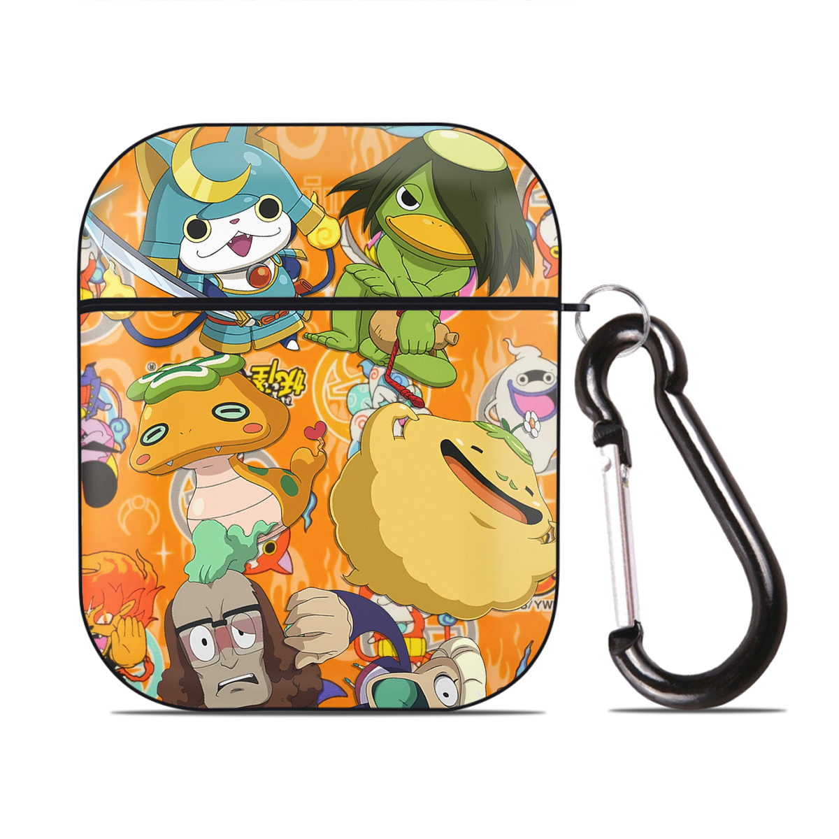 （画像用） 妖怪ウォッチ Yo-kai Watch AirPods 第2世代保護ケース ハードシェル ブラック 耐衝撃・防指紋・カラビナ付き