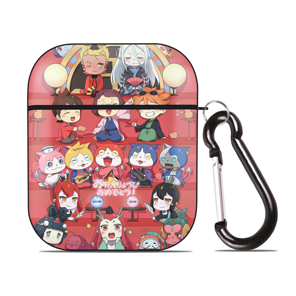 （画像用） 妖怪ウォッチ Yo-kai Watch AirPods 第2世代保護ケース ハードシェル ブラック 耐衝撃・防指紋・カラビナ付き