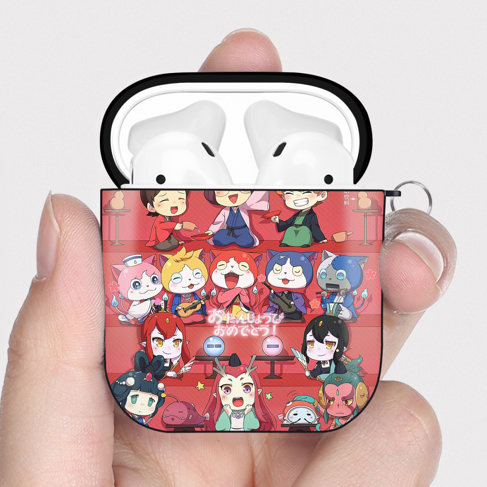 （画像用） 妖怪ウォッチ Yo-kai Watch AirPods 第2世代保護ケース ハードシェル ブラック 耐衝撃・防指紋・カラビナ付き