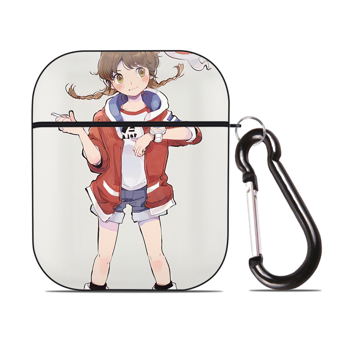 （画像用） 妖怪ウォッチ Yo-kai Watch AirPods 第2世代保護ケース ハードシェル ブラック 耐衝撃・防指紋・カラビナ付き