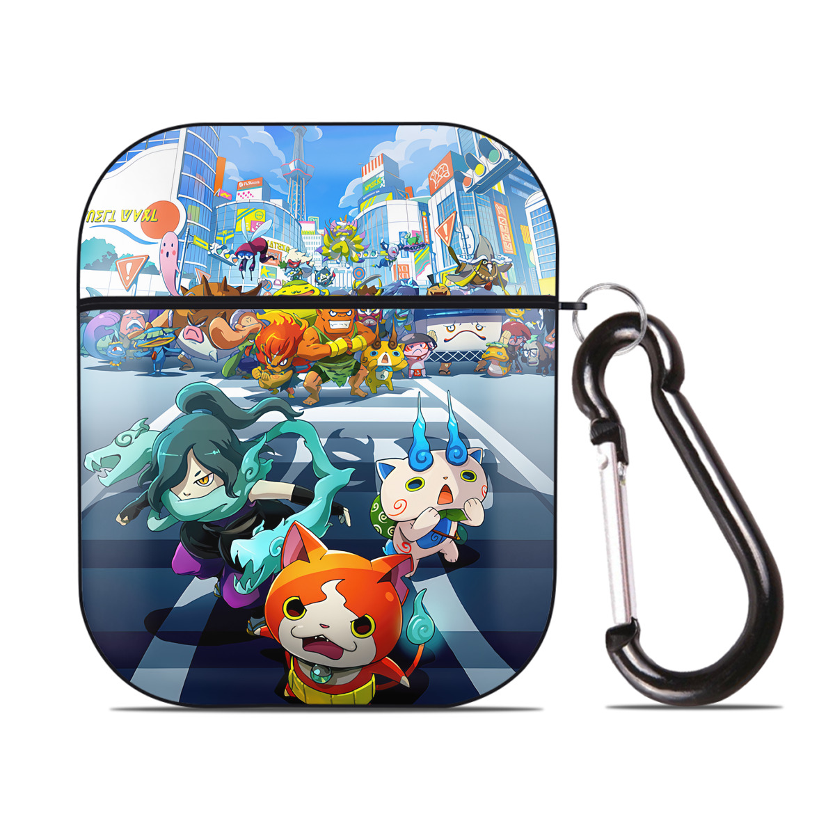 （画像用） 妖怪ウォッチ Yo-kai Watch AirPods 第2世代保護ケース ハードシェル ブラック 耐衝撃・防指紋・カラビナ付き