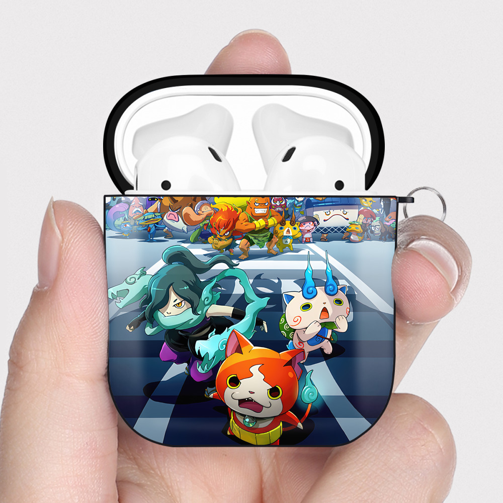 （画像用） 妖怪ウォッチ Yo-kai Watch AirPods 第2世代保護ケース ハードシェル ブラック 耐衝撃・防指紋・カラビナ付き