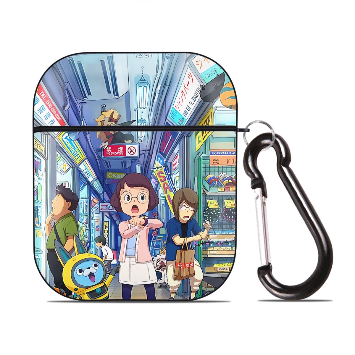 （画像用） 妖怪ウォッチ Yo-kai Watch AirPods 第2世代保護ケース ハードシェル ブラック 耐衝撃・防指紋・カラビナ付き
