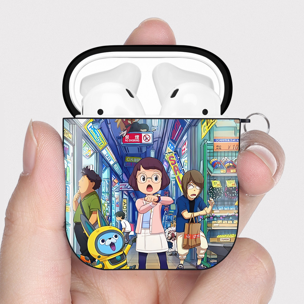 （画像用） 妖怪ウォッチ Yo-kai Watch AirPods 第2世代保護ケース ハードシェル ブラック 耐衝撃・防指紋・カラビナ付き