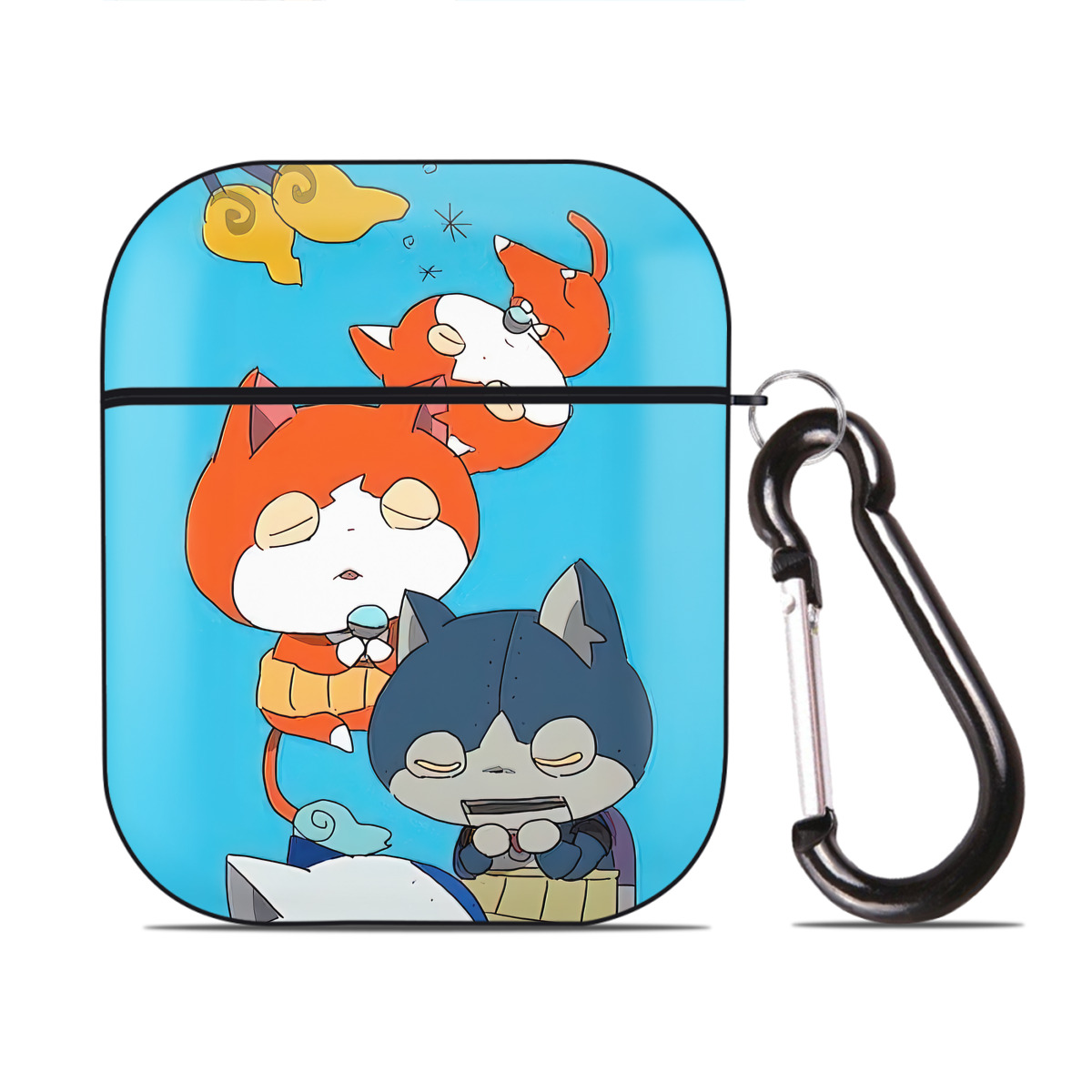 （画像用） 妖怪ウォッチ Yo-kai Watch AirPods 第2世代保護ケース ハードシェル ブラック 耐衝撃・防指紋・カラビナ付き