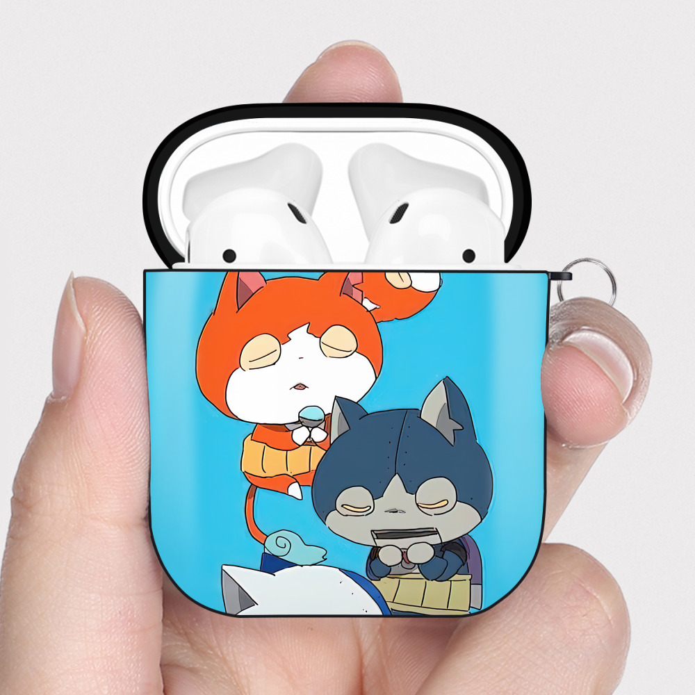 （画像用） 妖怪ウォッチ Yo-kai Watch AirPods 第2世代保護ケース ハードシェル ブラック 耐衝撃・防指紋・カラビナ付き