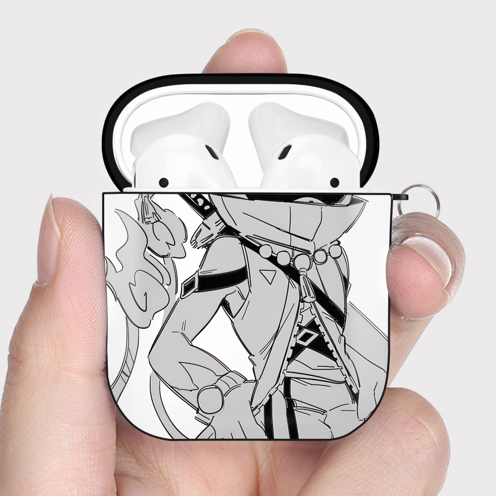 （画像用） 妖怪ウォッチ Yo-kai Watch AirPods 第2世代保護ケース ハードシェル ブラック 耐衝撃・防指紋・カラビナ付き