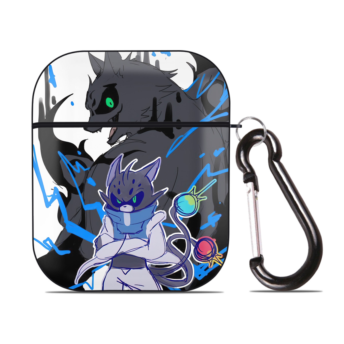 （画像用） 妖怪ウォッチ Yo-kai Watch AirPods 第2世代保護ケース ハードシェル ブラック 耐衝撃・防指紋・カラビナ付き
