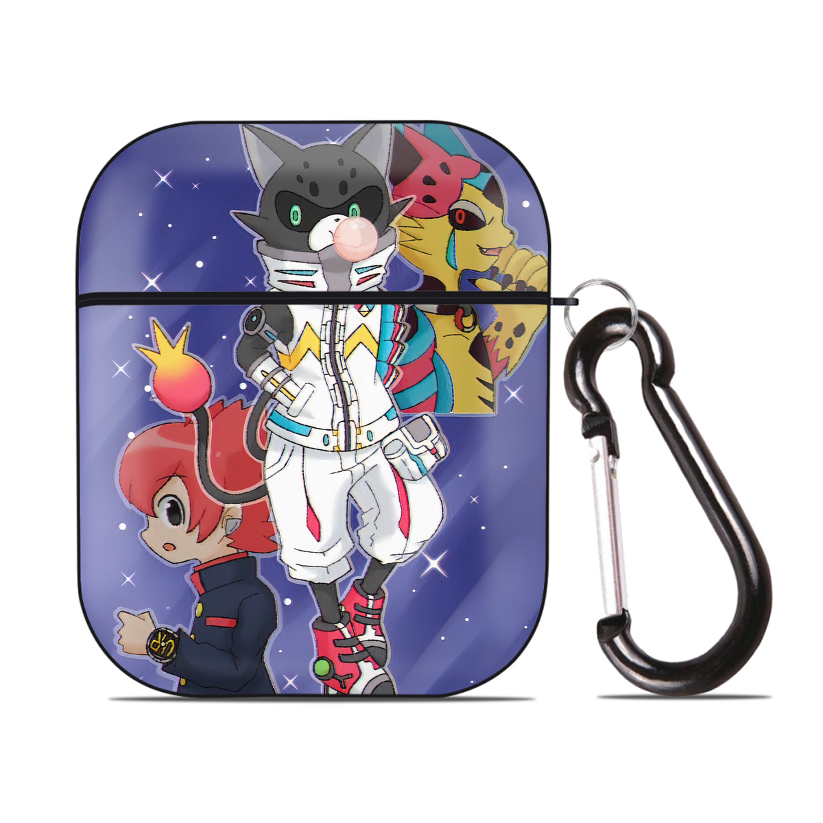 （画像用） 妖怪ウォッチ Yo-kai Watch AirPods 第2世代保護ケース ハードシェル ブラック 耐衝撃・防指紋・カラビナ付き