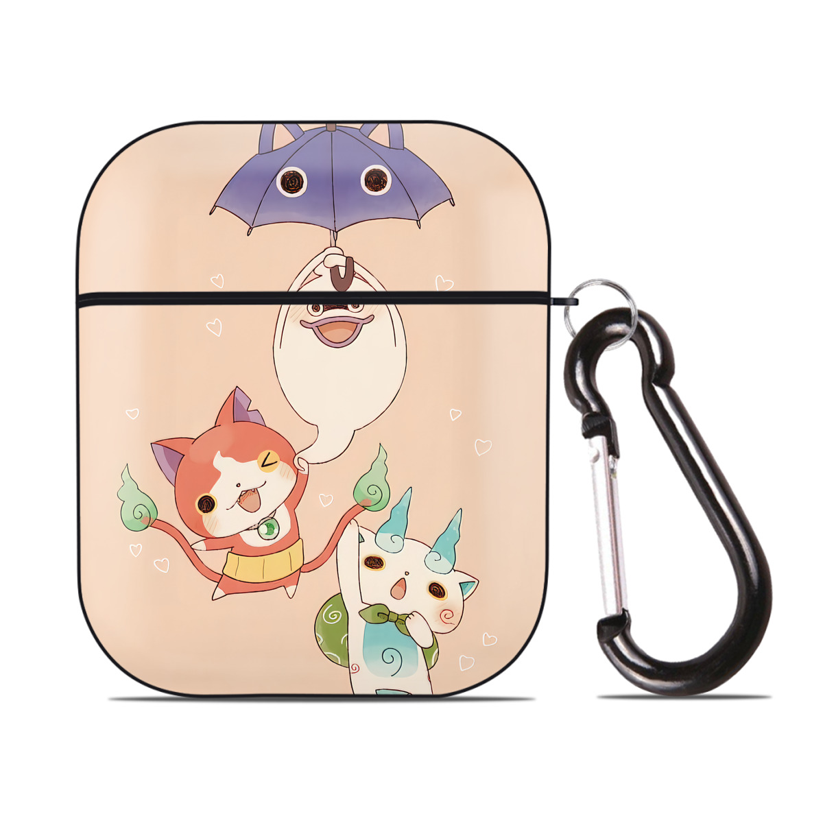 （画像用） 妖怪ウォッチ Yo-kai Watch AirPods 第2世代保護ケース ハードシェル ブラック 耐衝撃・防指紋・カラビナ付き