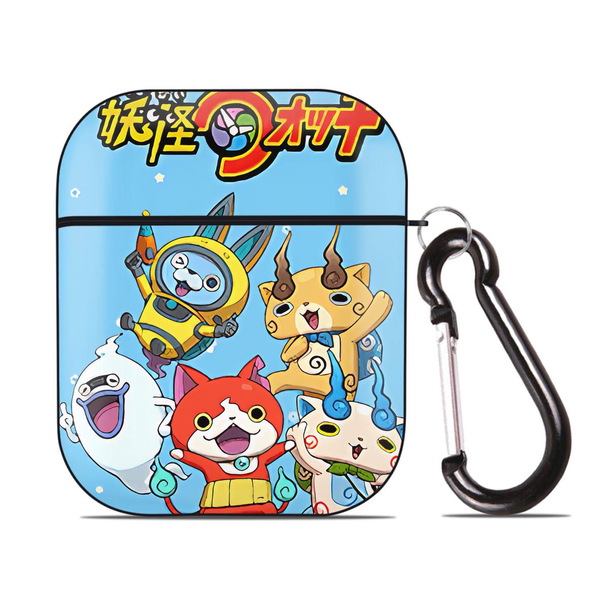 （画像用） 妖怪ウォッチ Yo-kai Watch AirPods 第2世代保護ケース ハードシェル ブラック 耐衝撃・防指紋・カラビナ付き